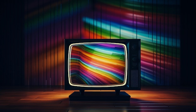 Foto un televisor negro con un dvd en el colorismo de exposición al tragaluz de alta resolución 4k