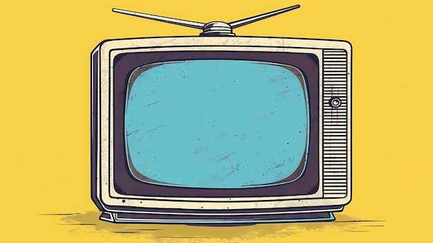 Un televisor retro con una pantalla en blanco El televisor está sentado en un fondo de color sólido
