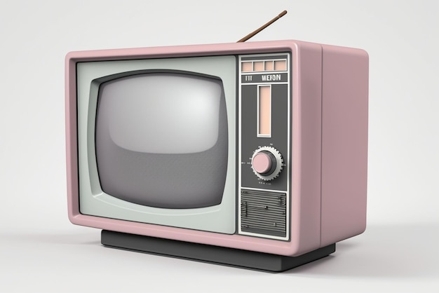 Un televisor vintage aislado sobre un fondo blanco.