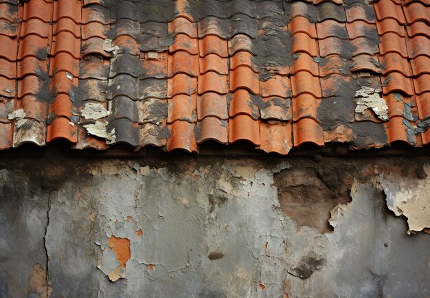 telhado de uma casa velha com telhas desgastadas