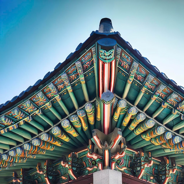 Telhado tradicional coreano na arquitetura asiática de Seul Coreia do Sul