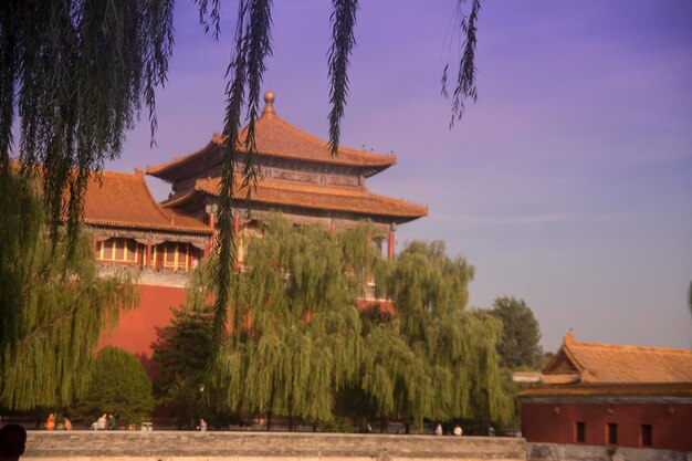 Telhados de pagode na cidade proibida em Pequim China