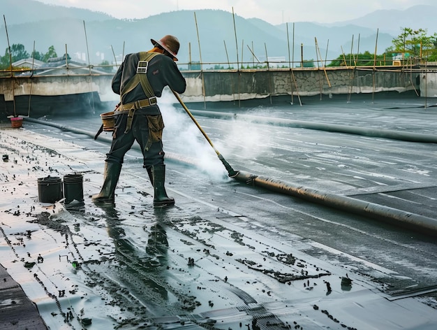 Telhados na Ásia Impermeabilização com folha de alcatrão e tocha de gás