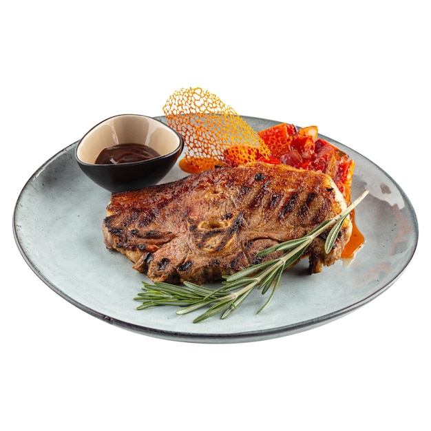 Teller mit gegrilltem Gourmet-Lammsteak mit Sauce