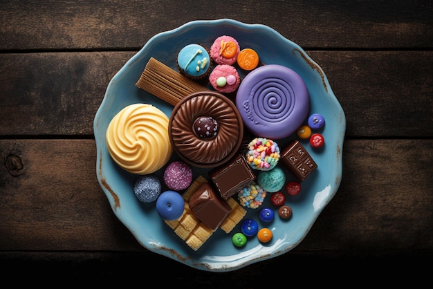 Teller mit generativer KI für Süßigkeiten