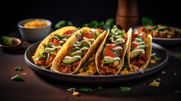 Teller mit Gourmet-Breakfast-Tacos Ultra