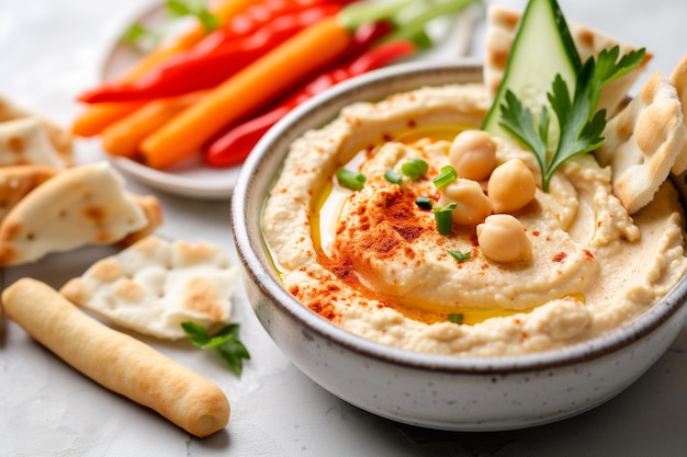 Teller mit Hummus