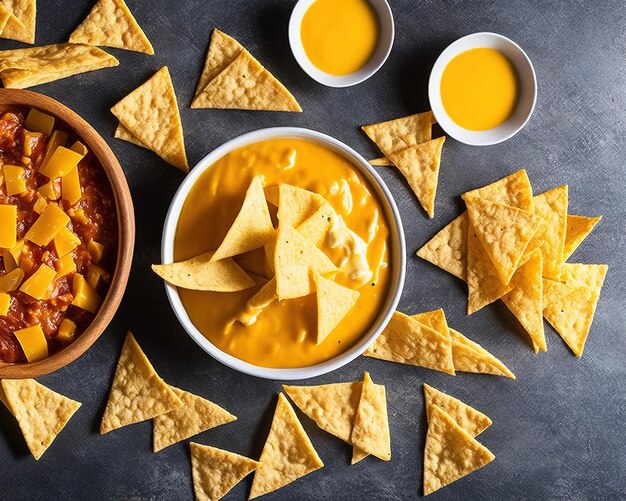 Teller mit leckeren Nachos und Salsa