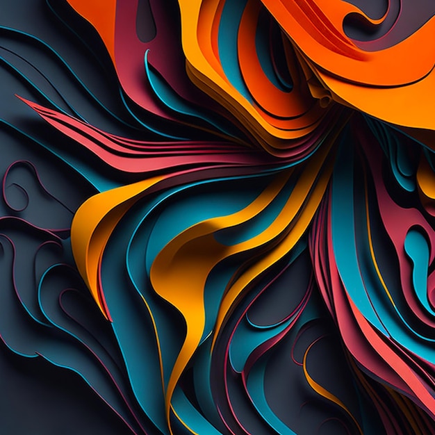 Telón de fondo abstracto Curvas suaves colores vibrantes ondas que fluyen generadas por AI