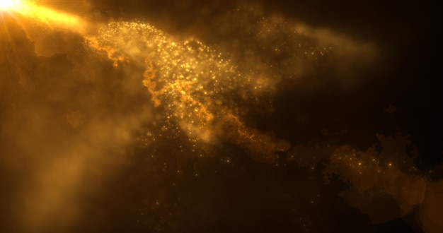 telón de fondo abstracto de naranja amarillo ardiente volando partículas de energía de ondas mágicas de energía con