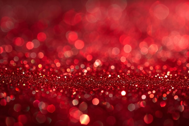 Foto telón de fondo abstracto de navidad de brillo rojo con luces desfocalizadas de bokeh