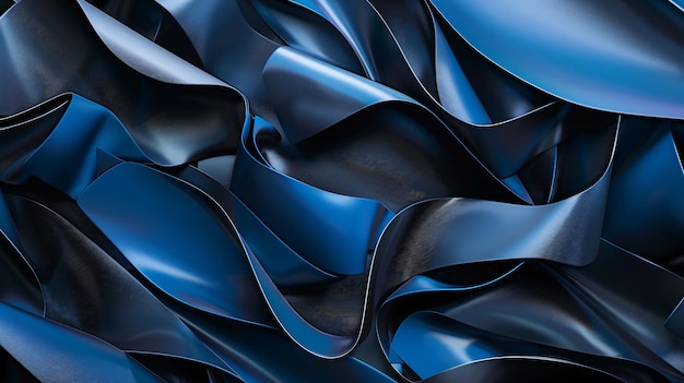 un telón de fondo abstracto negro y azul revela formas geométricas