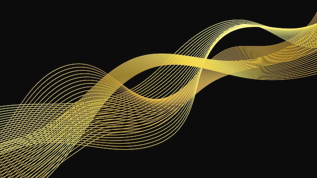 Telón de fondo abstracto con ondas doradas de lujo sobre fondo oscuro Diseño de onda de fondo de tecnología moderna Ilustración vectorial
