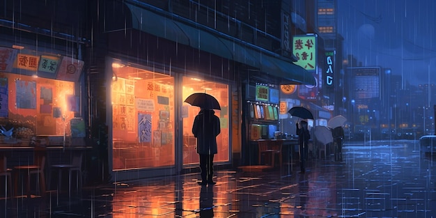 telón de fondo al estilo de Makoto Shinkai