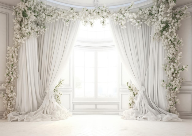 telón de fondo blanco romántico de la habitación