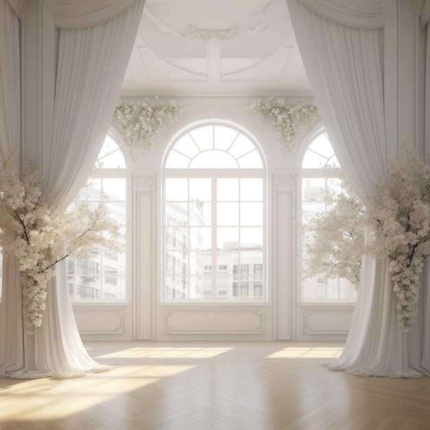 telón de fondo blanco romántico de la habitación