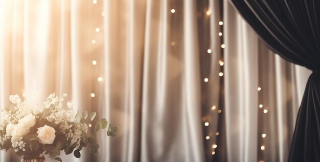 Foto el telón de fondo de la boda con cortinas brillantes