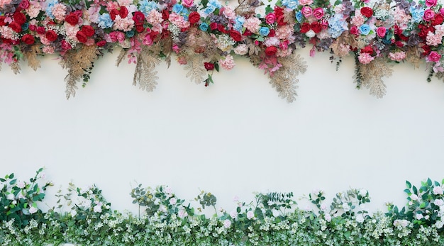 Telón de fondo de boda, decoración de flores de boda, pared color de rosa, fondo colorido, rosa fresca, ramo de flores