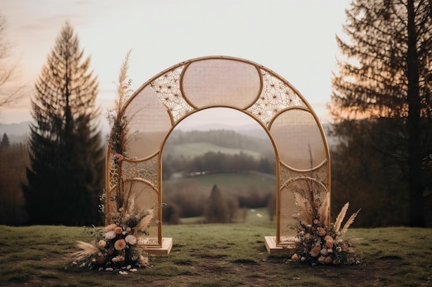 telón de fondo de boda flor estética plantas tropicales fondo de decoración boho