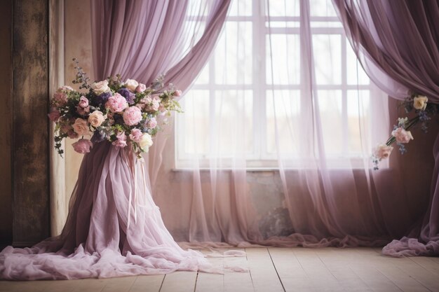 telón de fondo de la boda con flores y decoración de la boda