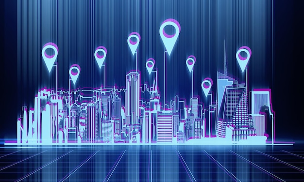 Telón de fondo de la ciudad de la noche digital