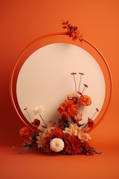 telón de fondo digital de aro floral minimalista