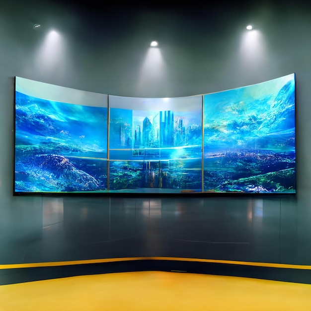 Telón de fondo de estudio de noticias para programas de televisión TV en la pared 3D telón de fondo de estudio de noticias virtual Ilustración 3D