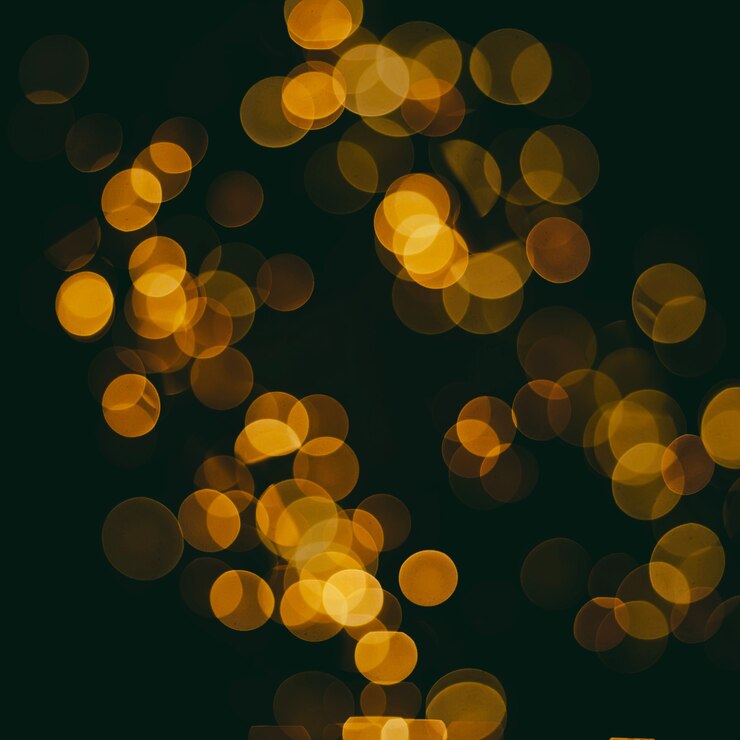 Foto telón de fondo del festival navideño: exhibición de celebraciones iluminadas con círculos brillantes.