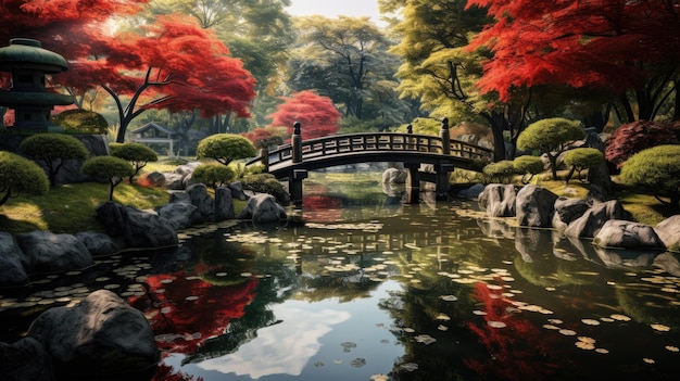 Telón de fondo de un jardín japonés