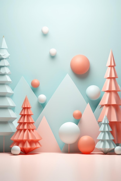 telón de fondo de Navidad minimalista abstracto en colores pastel ilustración generada por IA