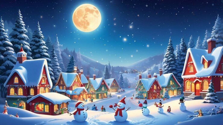un telón de fondo navideño vibrante y alegre al estilo de los dibujos animados