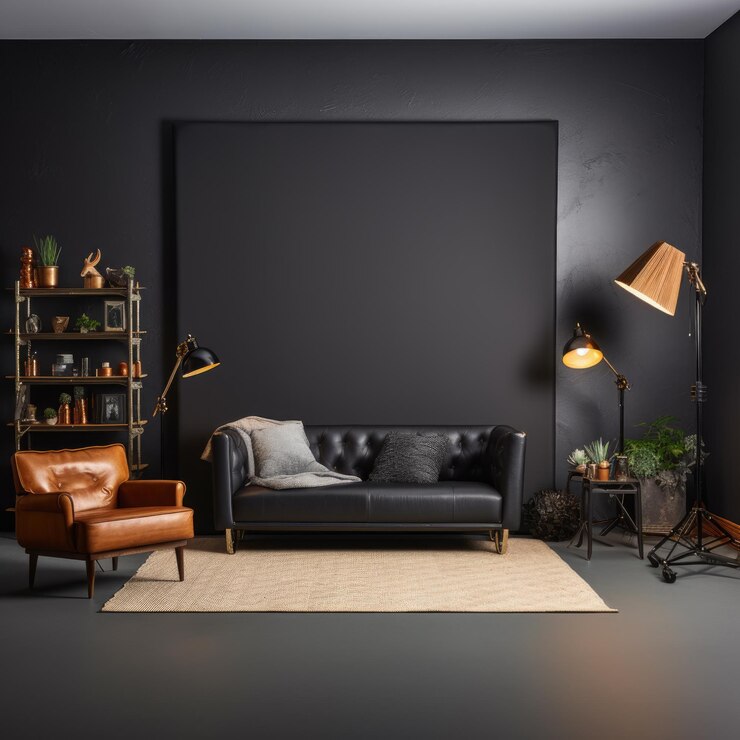telón de fondo negro y pared grande para la sesión de fotos de producto