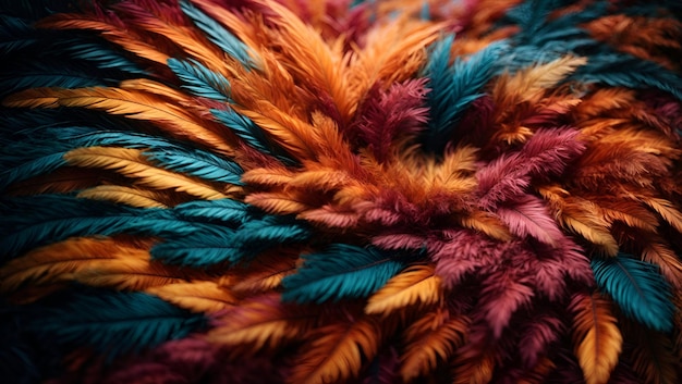 Un telón de fondo de plumas de colores texturizados con un papel tapiz de diseño de patrón abstracto fascinante