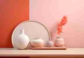 Foto telón de fondo del producto rosa jarrones modernos ilustración colores claros fondo del producto