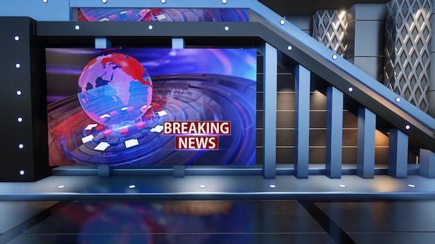 Foto telón de fondo para programas de televisión tv en la pared 3d fondo de estudio de noticias virtuales representación 3d