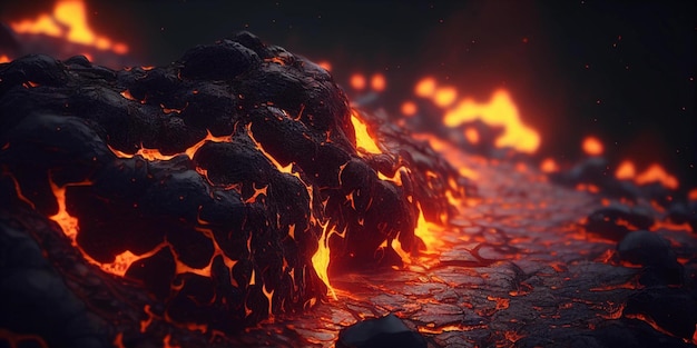 Telón de fondo textura de lava volcán fuego IA generativa