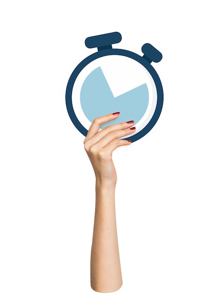 El telón de fondo transparente del reloj de parada png que se sostiene con la mano