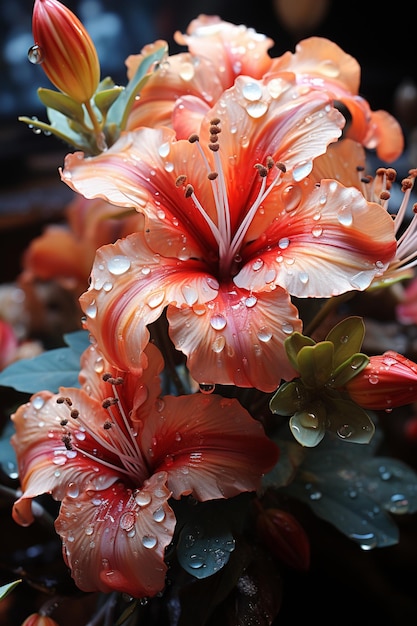 tem muitas flores que estão na água na planta generativa ai