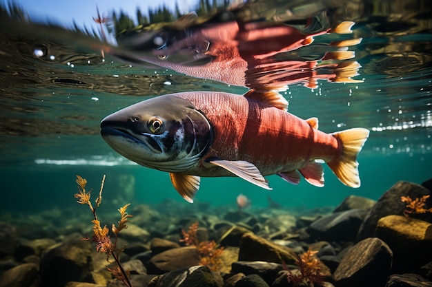 Foto tem um peixe que está nadando na água geradora de ia