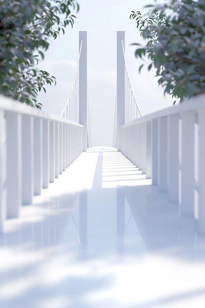 Foto un tema de arte digital 3d con un puente de bloqueo de amor minimalista en blanco