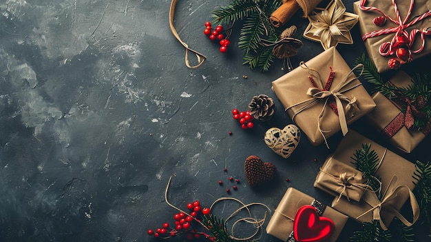 Tema de compras del Viernes Negro con regalos de corazón de cinta