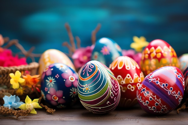 Tema de feriado de páscoa com borda de ovo de páscoa
