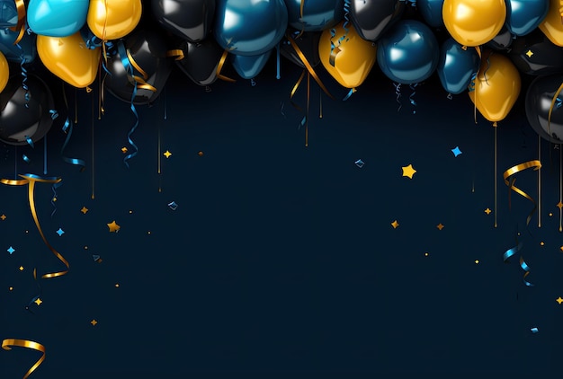 Tema de formatura minimalista com detalhes em ouro e azul contra um fundo azul escuro gerado por IA