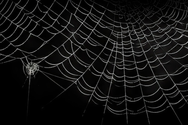 Tema de Halloween com teia de aranha em fundo preto