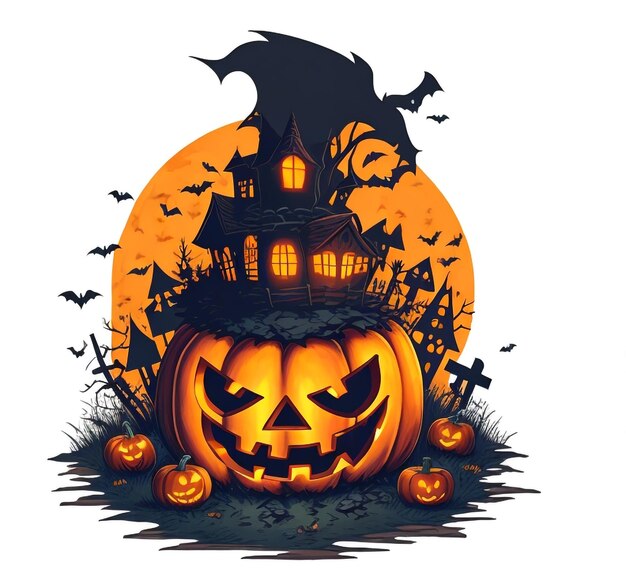 Tema de Halloween vetorial com design de camiseta estilo vetor de abóboras