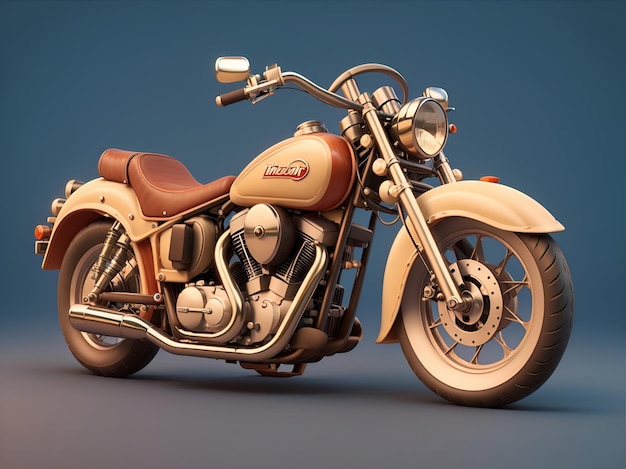 Tema de motocicleta vintage completo design 3D isométrico altamente detalhado