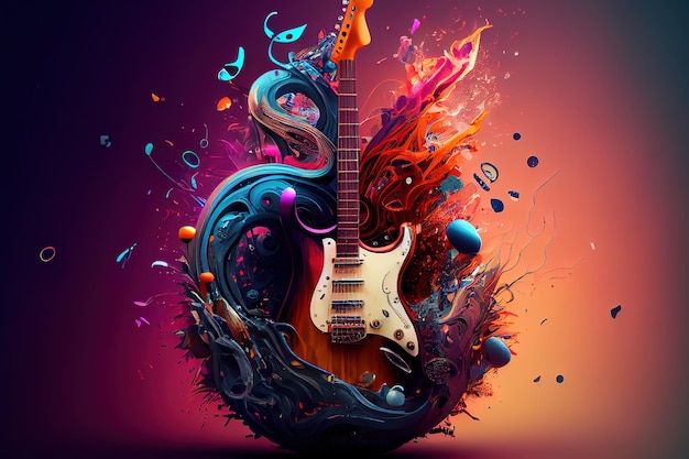 Tema de música com ilustração vetorial de banner floral grunge Generative Ai