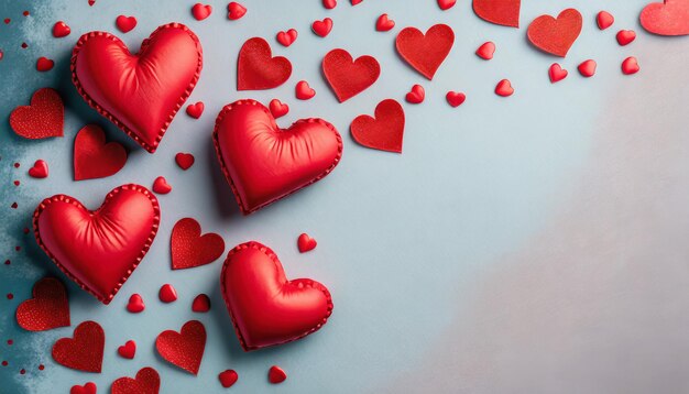 Tema del Día de San Valentín corazones rojos en un fondo limpio una composición festiva