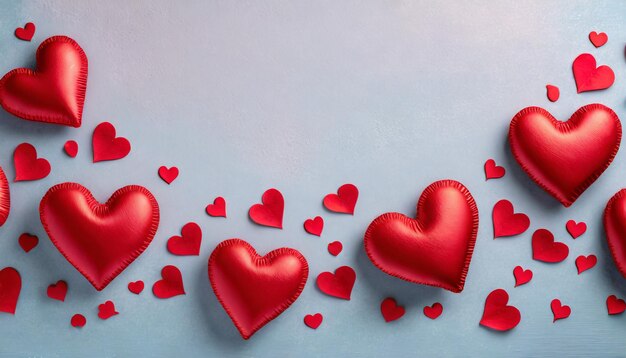 Tema del Día de San Valentín corazones rojos en un fondo limpio una composición festiva