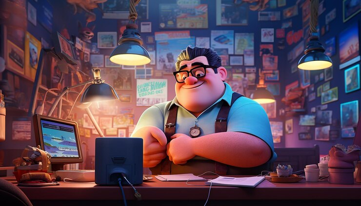 Foto tema engraçado de animação de negócios criativos estilo pixar